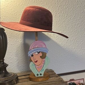 C. Wonder Burgundy Wide-Brim Hat with Pom